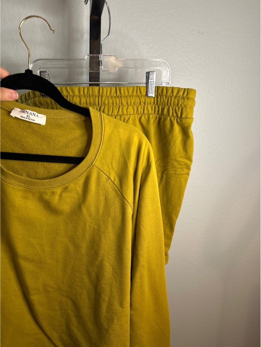 Zenana Mustard Yellow Cotton Lounge Set with Shorts and Long Sleeve Top XL